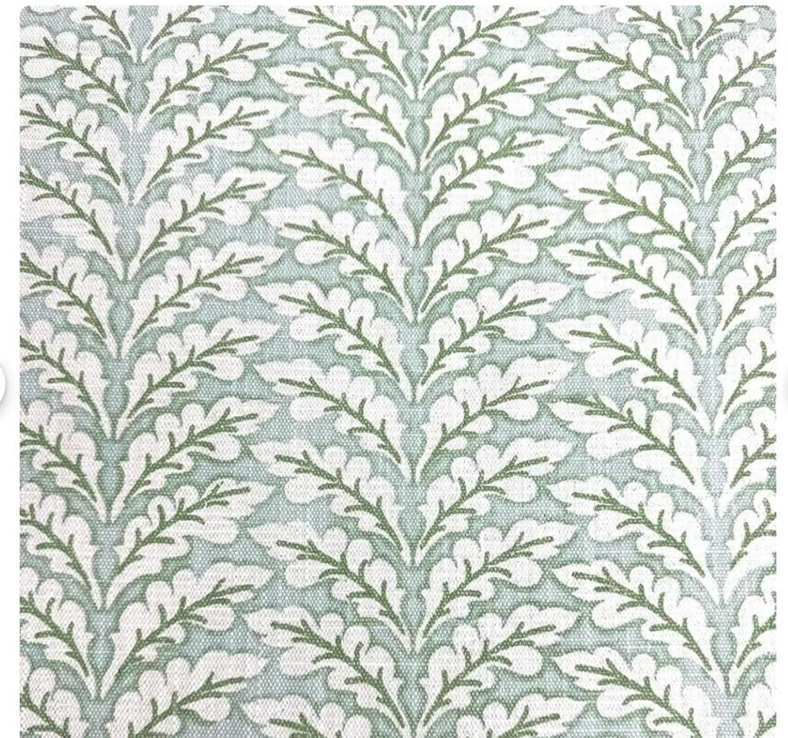 Green Leaf Print Fabric Spencer Tendril Green Slub Linen Natural Botanical Print Natural Inspired Cotton Linen 54" wide